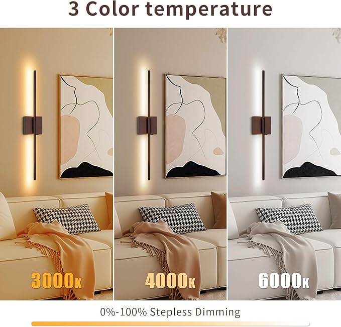 Battery Operated Wall Sconce Set of Two with Remote Control, Rechargeable & Dimmable Wireless, Easy Install Peel and Stick, Timer Function, Linear Wall Lights for Living Room, Bedroom, 28.3 inch (Orb)