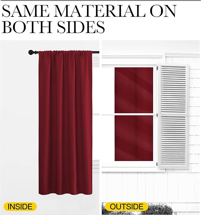 NICETOWN Burgundy Curtains Blackout Drape Panels - Lights Block Out Window Treatment Curtain Sets for Home Decoration on Christmas & Thanksgiving Day (Set of 2 Panels, 42 by 45-Inch)