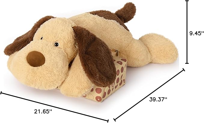 MorisMos 40 Inch Giant Dog Stuffed Animals, Fluffy Large Stuffed Dog Plush, Big Puppy Throw Pillow Gifts for Kids, Boys, Girls, Brown
