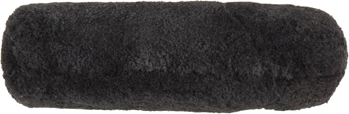 SARO LIFESTYLE Luxurious New Zealand Sheepskin Bolster Pillow with Soft Poly Fill, 6"x20", Black