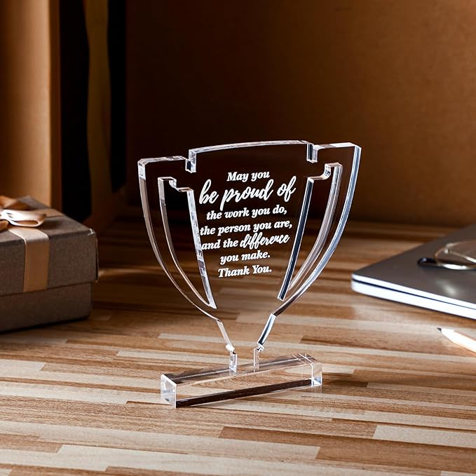 Yinder Thank You Gifts for Women Appreciation Gifts for Coworker Employee Nurse Teacher Leader Boss Inspirational Quotes Acrylic Desk Decor for Home Office Farewell Retirement
