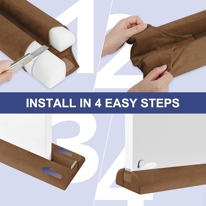 HADOR Door Draft Stopper for Bottom of Door, 36 Inch Under Draft Air Noise Light Blocker 30"- 36" Double Side Triangle Soundproof Sweep Filler Seal Gap up to 1.7" for Patio Sliding Door Guard, Brown
