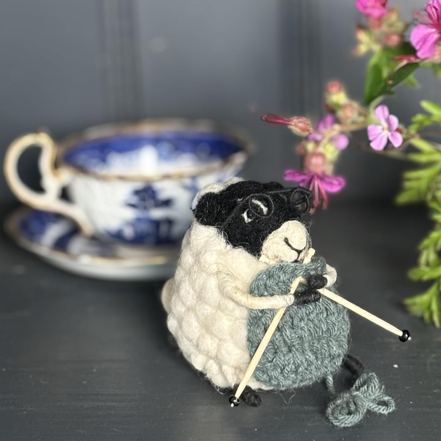 | Hand-Felted Knitting Nora Sheep | Organic Wool Home Decor | Fair Trade Plush Animal Ornament | Gift for Any Occasion | Perfect for New Spaces & Home Accessories