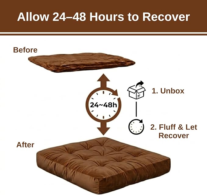 Floor Pillow for Adults, Soft Velvet Floor Cushion for Sitting, Single Square Tufted Floor Pillow for Reading Nook, Living Room, Bedroom, 22 x 22 Inch, Brown