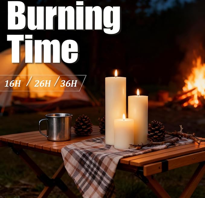 18 Pcs Ivory Pillar Candles Bulk Set，Hurricane Candles，3 Different Lengths 2 x 3/4/6 Inch (6 Each)，Dripless Unscented Smokeless，Gives You a Better Atmosphere When Organizing an Event Party.