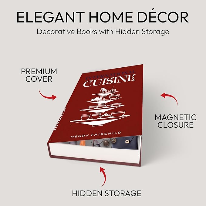Decorative Books | Red 10 Book Set with 3 Sizes | Preassembled with Hidden Storage | Perfectly Stackable for Easy Home Staging | Book Decor to Elevate Your Space | Home Decor Made Simple!
