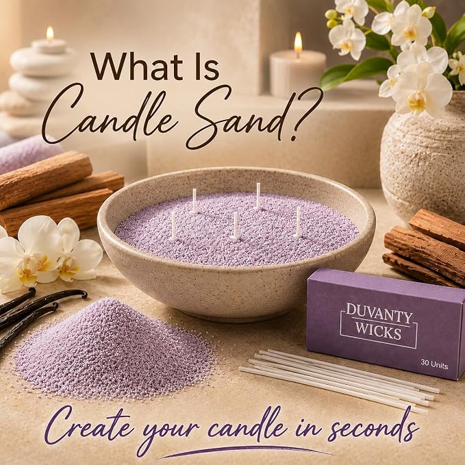 Relax & Focus Candle Sand with Wicks – Vanilla & Sandalwood Scented Wax Beads Candle for Calm Home Ambiance & Elegant Everyday Rituals, 17.6 oz