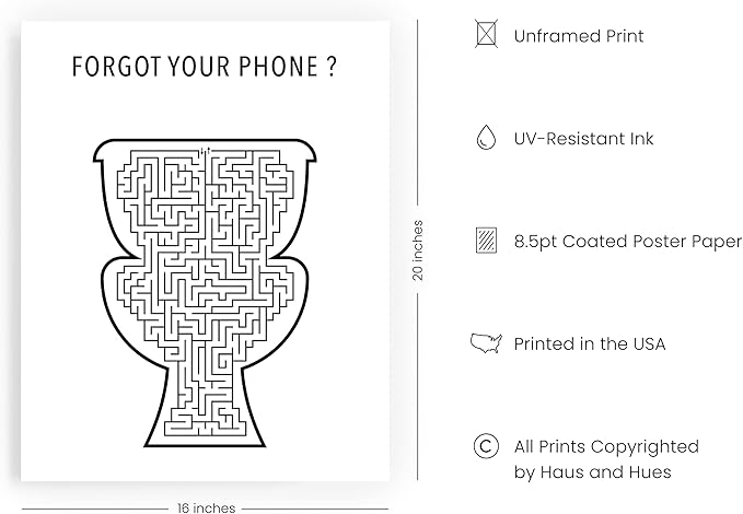 HAUS AND HUES Funny Bathroom Wall Art Decor Signs - Toilet Rules Maze (Unframed 16x20)