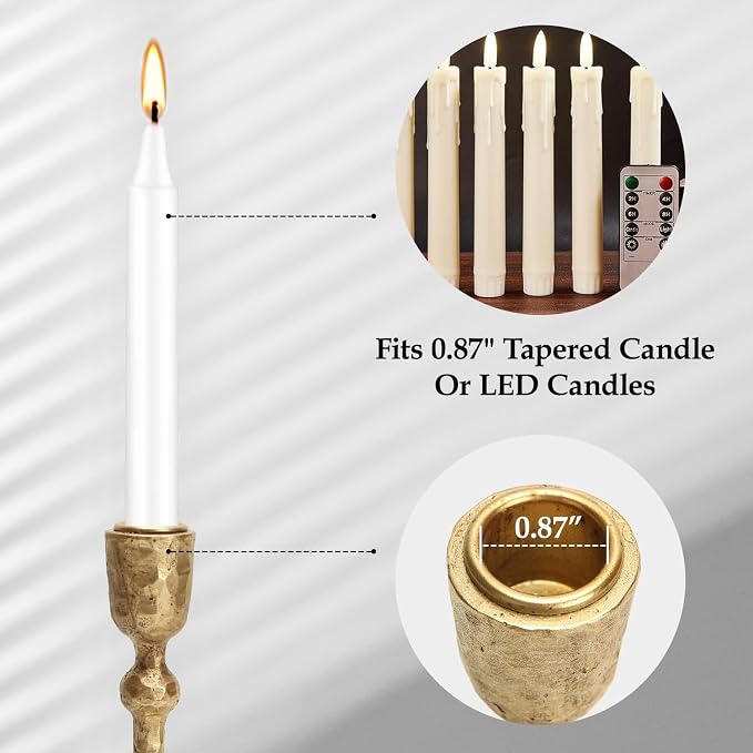 NIKKY HOME Vintage Elegant Gold Hammered Taper Candle Holders Set of 3 | Classic Decorative Resin Candlestick Stand, Perfect for Table Centerpiece, Mantels, Weddings, Dinners, Festive Events