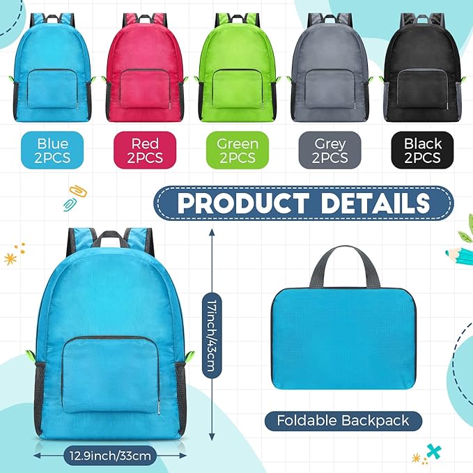 Jexine 10 Pcs Backpacks in Bulk 16.5 Inches Back Pack Basic Backpack for Adult Lightweight Outdoor Travel Book Bags(Multicolor)
