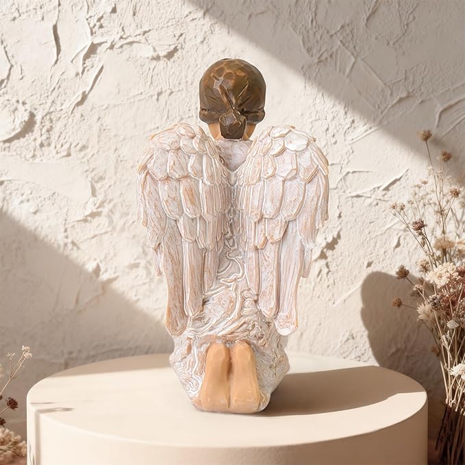 Praying Angel Figurines, Baptism Gift for Girls, First Communion Confirmation, Christian Religious Gifts for Women, Hand-Painted Sculpted Statue for Home Tabletop Decor