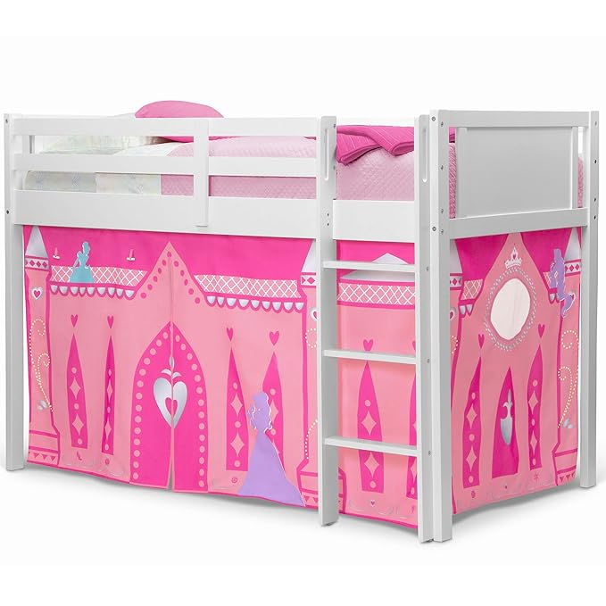 Disney Princess Loft Bed Tent - Curtain Set for Low Twin LoftBed (Bed Sold Separately) by Delta Children (Pack of 10)