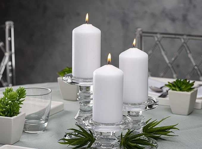BOLSIUS 12 White Pillar Candles - 2.7 x 5 Inches Unscented Candle Set - 43 Hours - Dripless Clean Burning Smokeless Dinner Candle - Perfect for Wedding Candles, Parties and Special Occasions