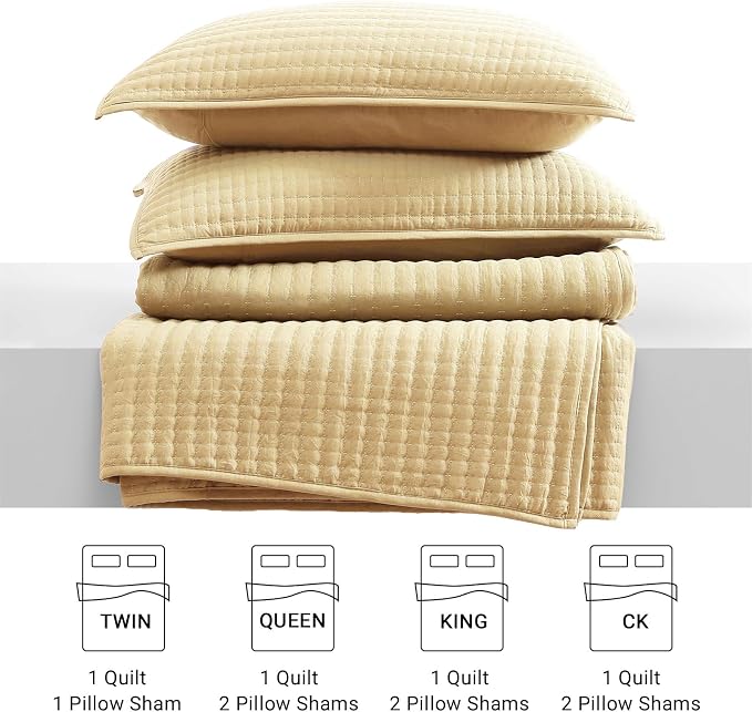 WRENSONGE Twin Quilt-2 Pieces Lightweight Bedspreads Chamomile Yellow Twin Quilt Bedding Set for All Seasons, Soft Summer Coverlet Suitable for Bed, Couch, Quilt Blanket