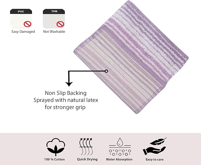 Home Weavers 100% Cotton Gradiation Collection Bathroom Décor | Washable Rug | Bathroom Mat | Kitchen Mat | Bathroom Rug Set | Bath Mat Set | Bath Floor Mat Non Slip, 4 Piece Set with Runner, Purple