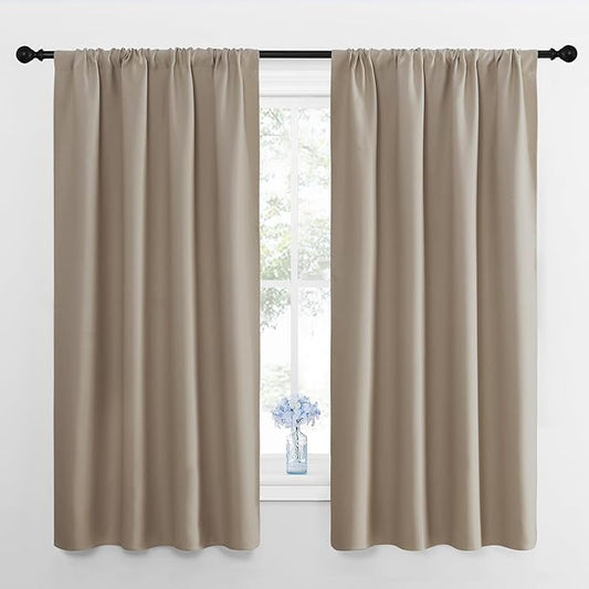 NICETOWN RV Blackout Curtains for Camper Windows, Taupe, 29" Wide by 50" Long, 2 PCs, Short Blackout Curtains & Drapes, Thermal Insulated Blackout Curtain Panels for Kids Room, Play Room