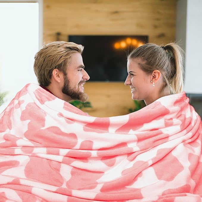 GEULAY Queen Blanket for Bed, Extra Large Full Size Pink Fleece Throw Blanket for Bedroom Living Room, Pink Gifts for Women, Couples, Colleage Girls 90" x 90"