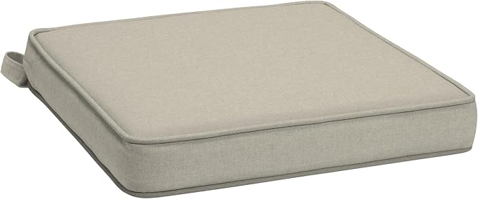 Arden 19 x 19 Luxury Foam Outdoor Double Welted Dining Seat Cushion, Made with PROFOAM, Performance Fabric, Rain-Proof, Fade Resistant, Heathered Taupe Woven Solid