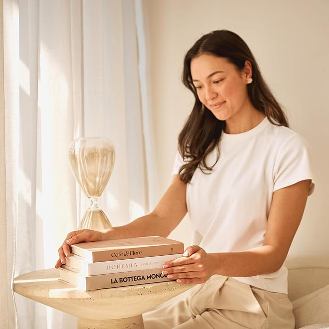 Moncur Home Faux Books for Decoration Coffee Table Books set of 3 Decorative Books Neutral Room Decor Aesthetic Shelf Decor Beige White Earth Tones Real Blank Pages Removable Covers Home Décor Accents