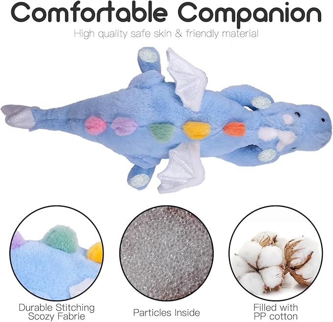 ARELUX Large 50in 3Lb Cute Dragon Stuffed Animals Plush Toy Soft Sky Blue Pterosaur Plushie Giant Fuzzy Dinosaur Pillow Plushies with White Wings Cuddly for Friends