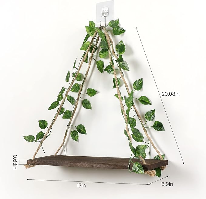 JOPSTDI Floating Shelves for Wall,Plant Wall Decor,Hanging Shelf,Cottage Core Decor,Room Decor Aesthetic,Trinket Shelf,Hanging Shelves,Floating Shelves for No Drilling,Two-Piece Set