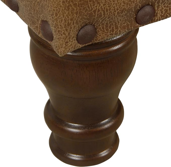 HomePop Large Storage Bench with Nailhead Trim - Distressed Brown Faux Leather