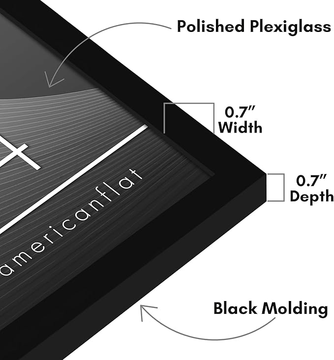 Americanflat 17x24 Picture Frame with Polished Plexiglass - Streamline Collection - Thin Border Picture Frame for Wall Display - Hanging Hardware Included - Black