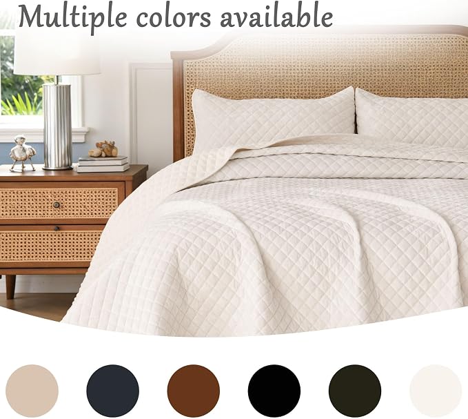 3-Piece Velvet Quilt Set Oversized King Size 120"x128" Bed Blanket Quilted Bedspread Soft Luxury Bedding with 2 Pillow Shams 20''x36'' for All-Season,White
