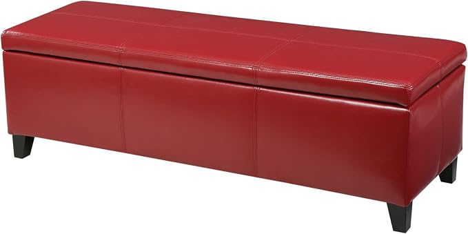 Christopher Knight Home Glouster PU Storage Ottoman, Red 17. 50D x 51. 25W x 16. 25H