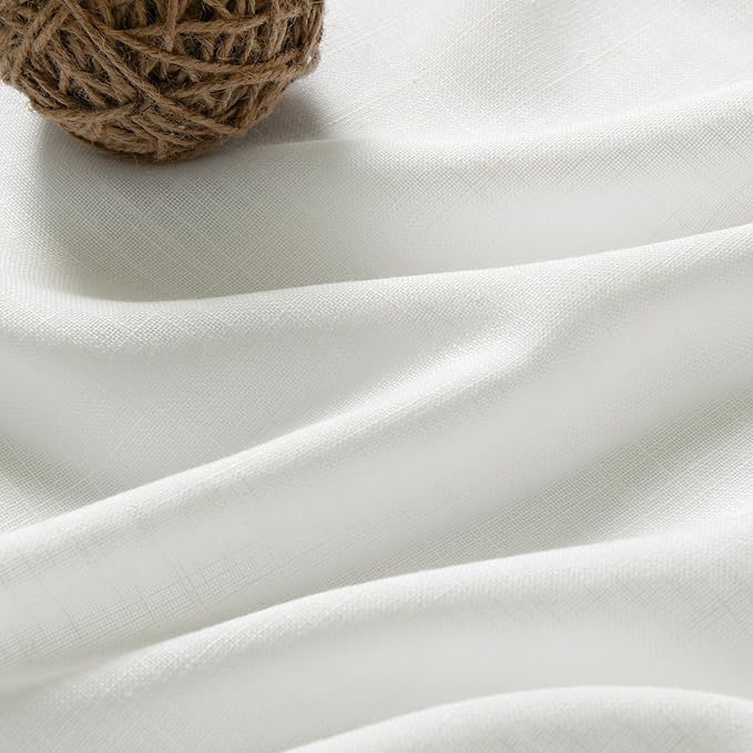 Semi Sheer Linen Curtains 120 Inches Long for Living Room 2 Panel Sets Back Tab Flax Textured Natural Ivory Extra Long Curtains Privacy Chic Light Filtering High Window Drapes for Bedroom 52X120