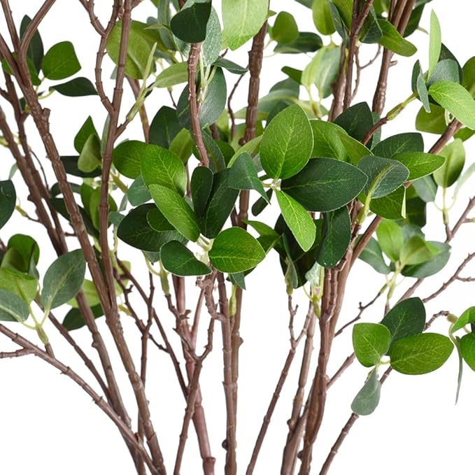 6pcs Faux Stems Artificial Branches for Vase Artificial Stems Artificial Greenery Stems Faux Green Stems Artificial Eucalytus Branches Fake Stems(42"/Each Branch) (6, Green)