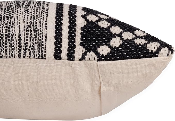 REDEARTH · Handmade Boho Throw Pillow Covers - Bohemian Chic Farmhouse Style - Accent Woven Indoor and Outdoor Pillow Cushion Cases for Couch - Bed - Sofa – Set of 2-18"x18" - Mosaic Trellis Black