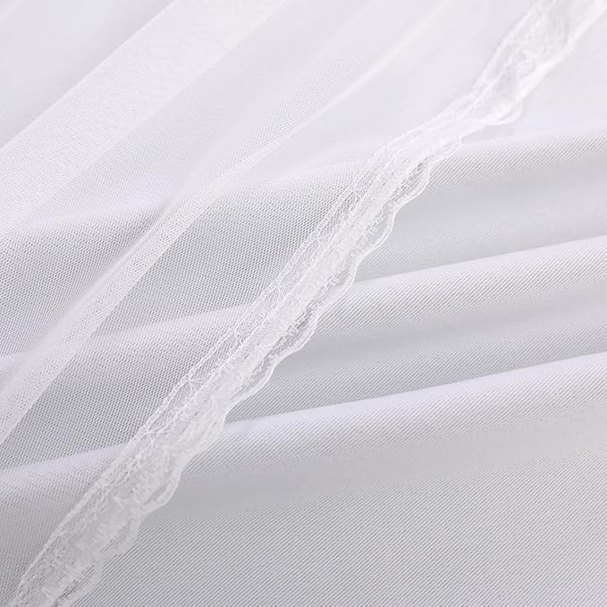 Greyish White Curtains Double Layered Solid Blackout and Sheer Window Treatment Panels Pair with Grommet Top for Living Room Patio Door, 52 x 108 inches, Greyish White, 2 PCs