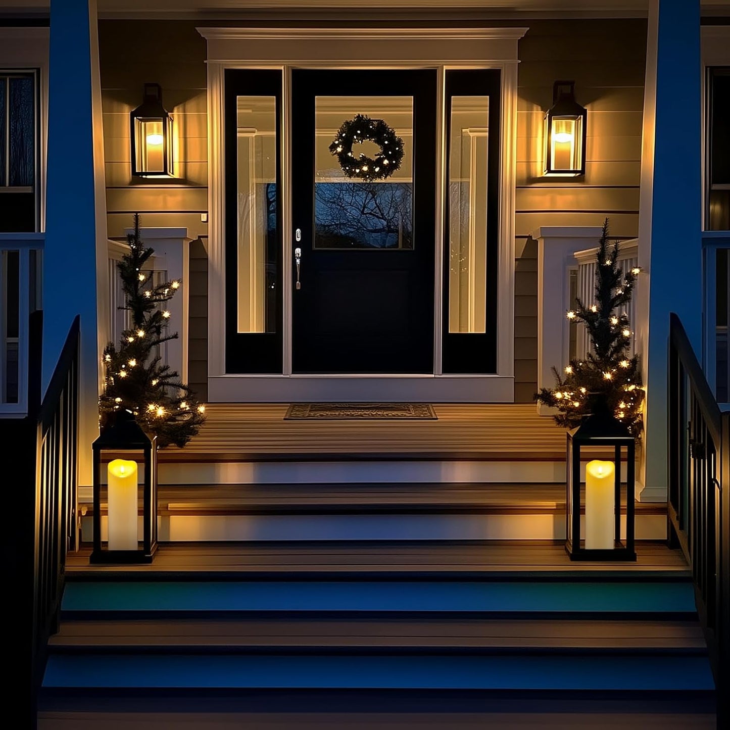 Homemory 4"x12" Outdoor Waterproof Flameless Candles with Timers and Remote Control, Battery Operated Candles, LED Plastic Candles, Ivory White, Set of 2