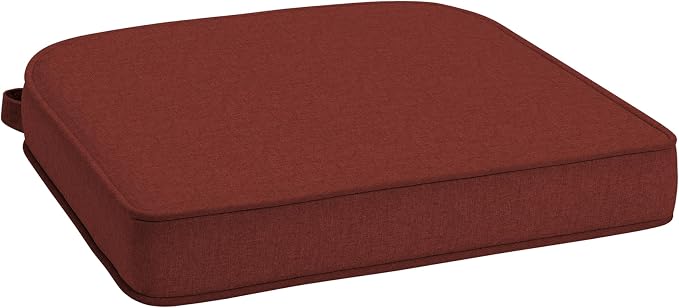 Arden 20x19 Luxury Foam Outdoor Double Welted Round Back Seat Cushion, Made with PROFOAM, Performance Fabric, Rain-Proof, Fade Resistant, Chili Pepper Red Woven Solid