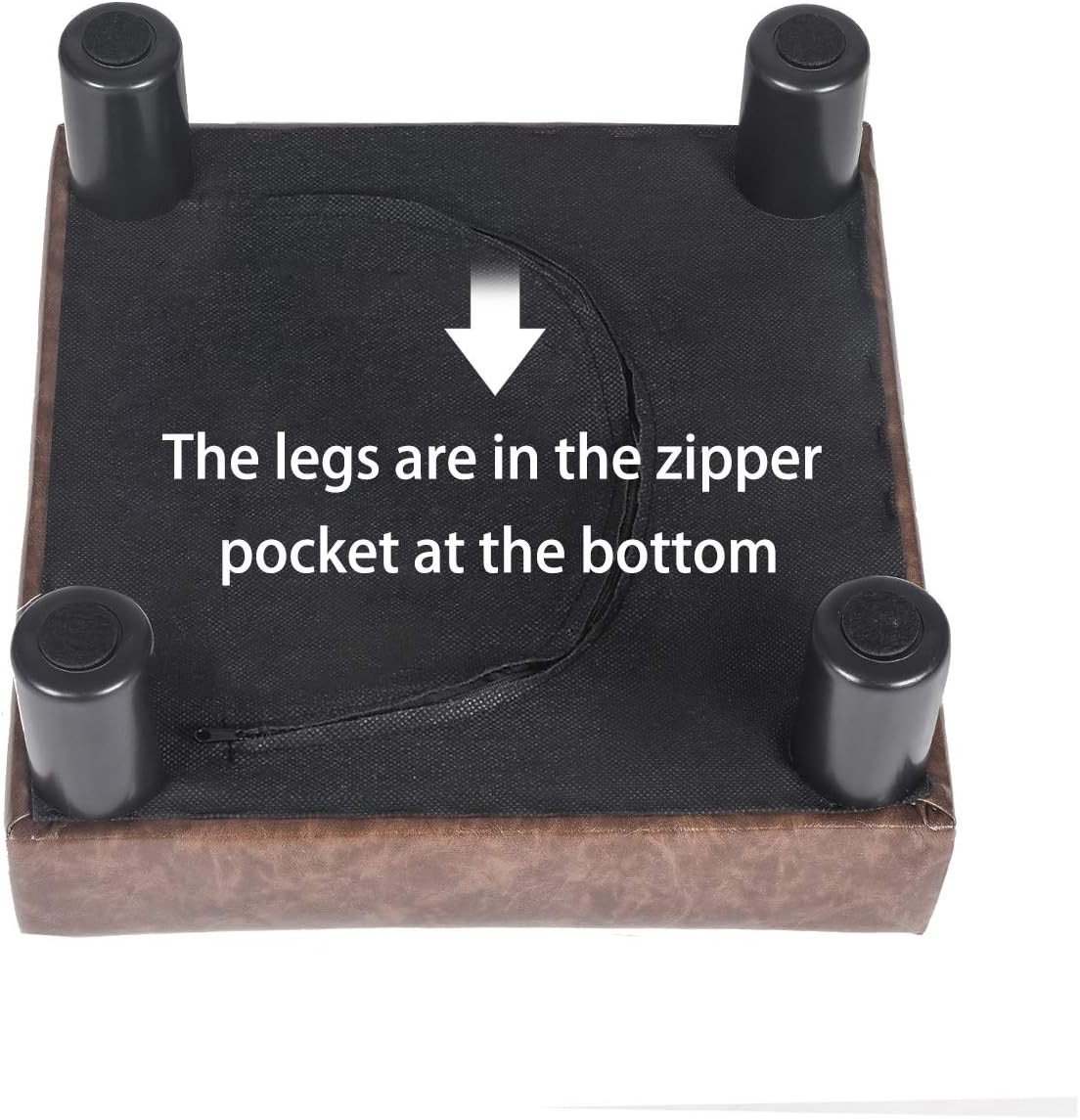 Joveco Small Footstool Ottoman Upholstered PU Leather Square Footrest Ottomans Small Foot Rest for Desk Couch Living Room Bedroom Office (Brown)