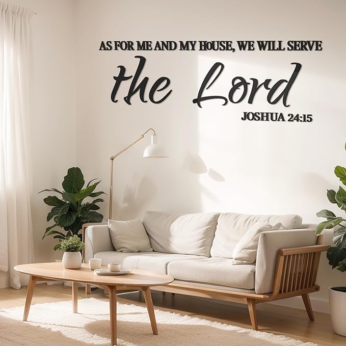 AceOrbit Christian Wall Art Decor As for Me and My House We Will Serve The Lord 16.5 x 64 Inch Wood Scripture Bible Verse Jesus Wall Art Letters Religious Decor for Home Church Kitchen