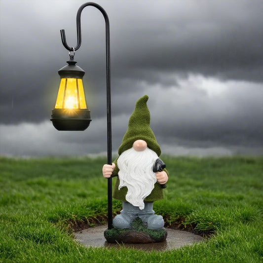 Solar Garden Gnome Decor Outdoor Statue - Gnome With LED Waterproof Sculptures Lights, Cute Gnome Pond/Yard Statues Outside Decoration, Home, Lawn, Patio, Resin Animal Ornament, Women/Gardening Gift