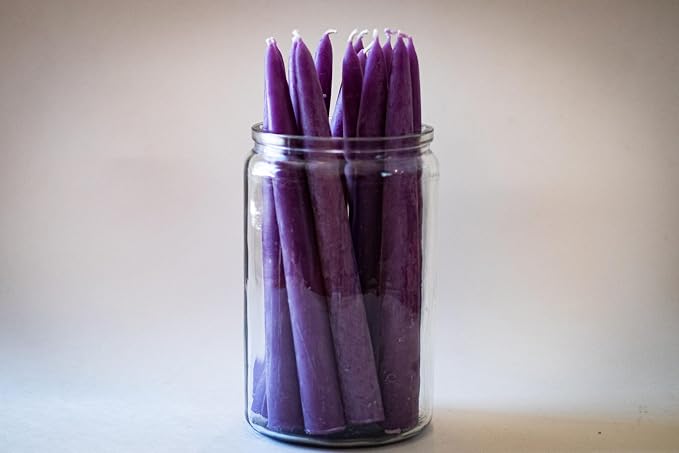 100% Pure Beeswax Taper Candles - All-Natural Handmade Decorative & Dipped Smokeless Unscented Candles for Christmas, Advent, and Hanukkah, Rainbow, 8.5 Inches, 12 Candle Set, by BeeTheLight