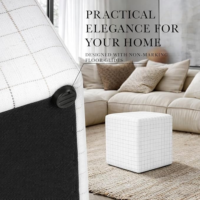 HomePop 19" Square Ottoman - Natural Windowpane