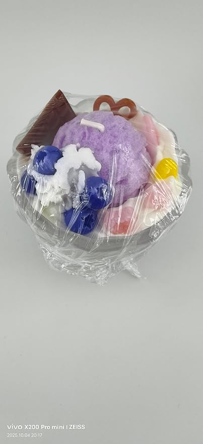 Generic Ice Cream Aromatherapy Candles, Glass Goblet, Decorative Dessert Shape, Fruit Fragrance, Birthday Festival Gift (Blueberry Lemon)