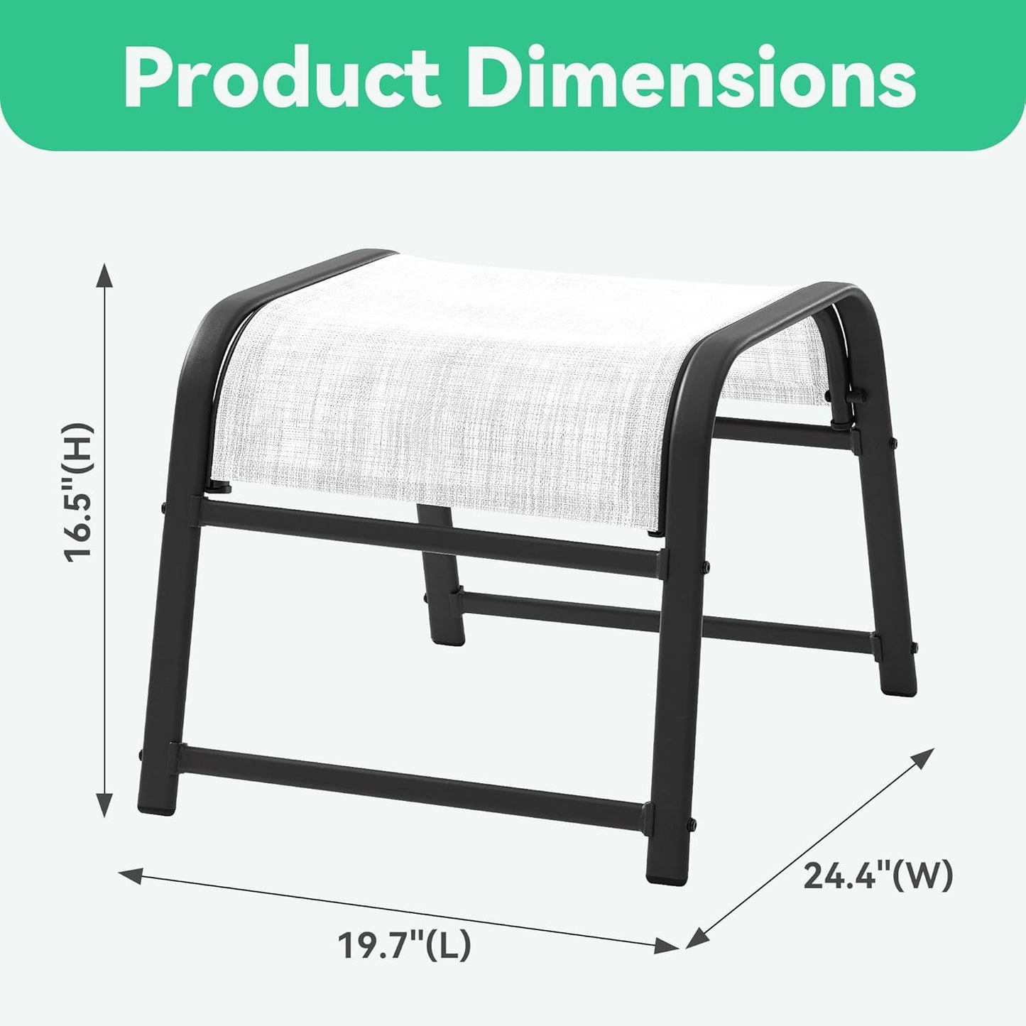 JEAREY All-Weather Outdoor Footstools Patio Ottoman Footrest Set of 2, Ergonomically Designed for Garden, Deck, Yard & Poolside - White