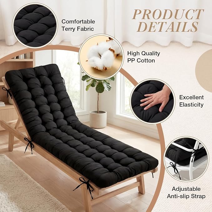 Wenqik Long Floor Cushion Large Floor Cushion with Brushed Cotton 74.8 x 27.5 x 3.15 in Jumbo Lounger Pillow for Outdoor Indoor Bay Window Meditation Yoga Reading Sleeping(Black)