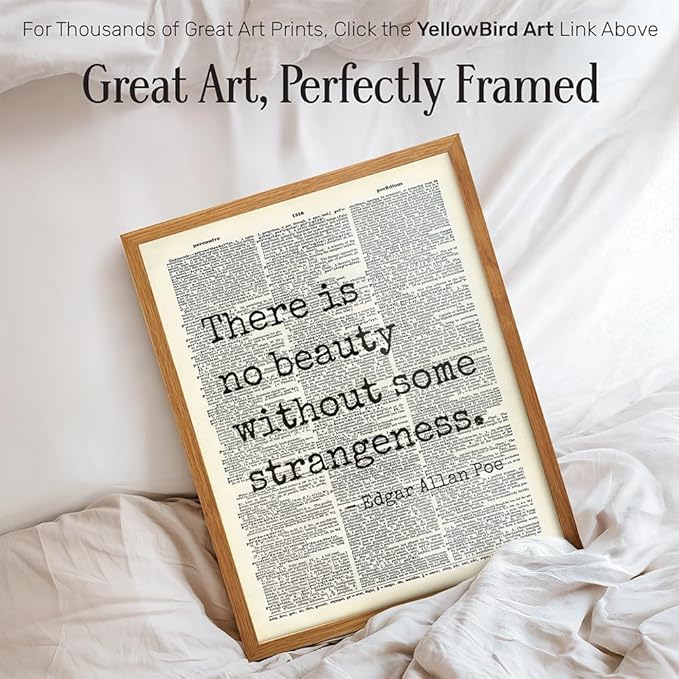 Edgar Allan Poe Gothic Art LARGE 11x14 FRAMED - Retro Goth Wall Decor for Home, Office, Living Room, Bedroom, Bathroom - Famous Quotes Typography Wall Art for Poetry Fans, Vintage Horror Fans