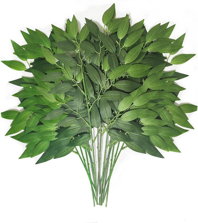40Pcs Italian Ruscus Greenery Stems 18" Artificial Silk Greenery Leaves for DIY Bouquet Filler Table Centerpieces Home Indoor Decor