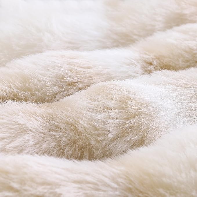 MADIZZ Pack of 2 Thick Plush Faux Wool Throw Pillow Covers Soft Boho Throw Pillows Luxurious Cushion Covers for Couch Sofa Bedroom Living Room Home Decor 12x20 Inch White Beige