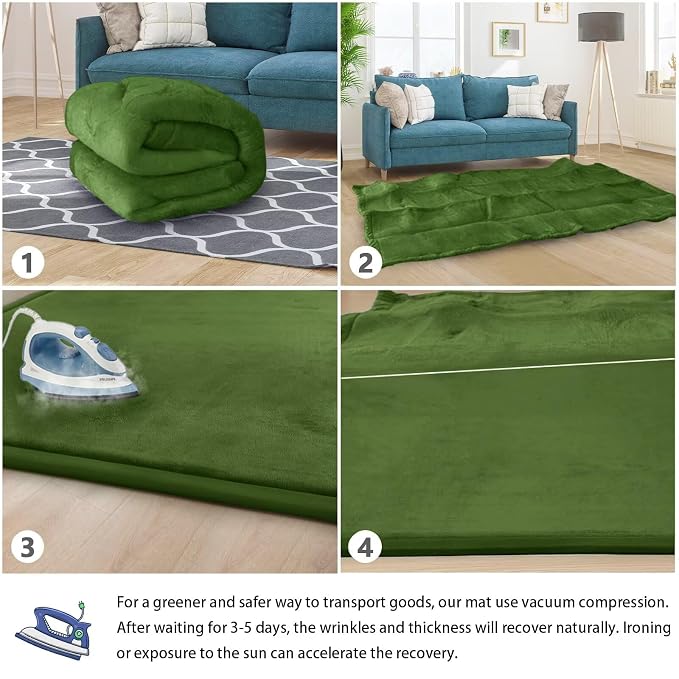 Baby Play Mat for Floor Nursery Muscle Mat Area Rug Playroom Rug 79x79" Elastic Foam 1.3" Thick Crawling Mat for Babies,Toddlers(Moss Green)