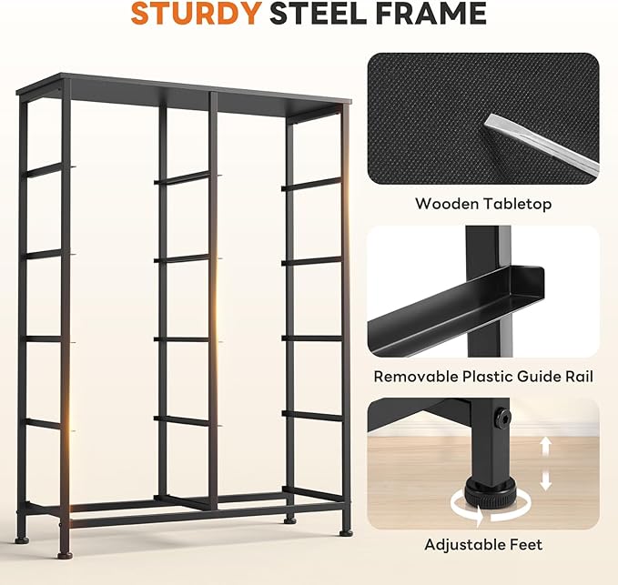 Sweetcrispy Black Dresser for Bedroom, 10 Drawer Tall Dresser, Fabric Storage Tower with Bins, Chest Organizer Unit for Bedroom Closet, Hallway, Steel Frame Wood Top, Easy Pull Handle