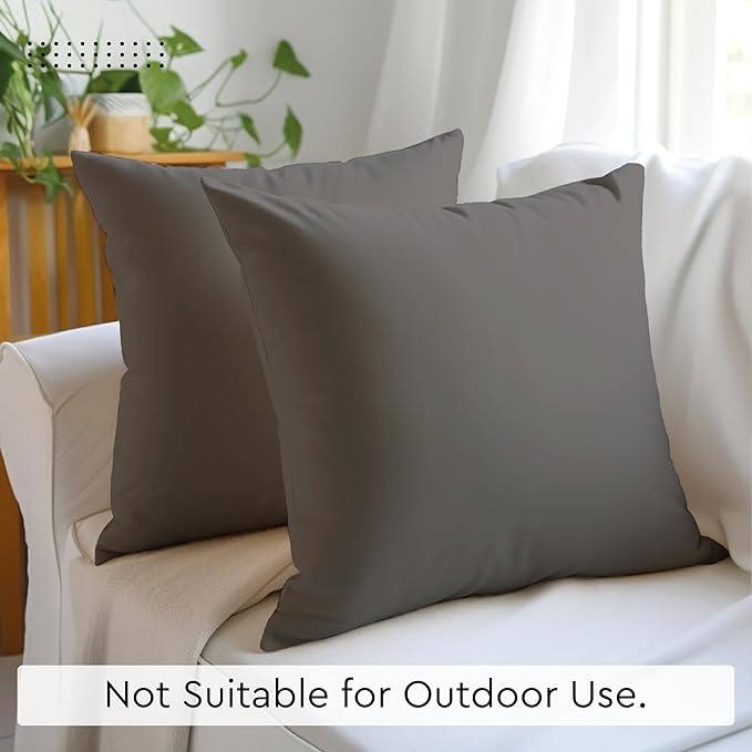 Encasa XO Throw Pillow Covers 26x26 in Set of 2 Grey | No Inserts | Cotton Pillow Covers for Living Room, Bed, Sofa, Couch | Decorative Cushion Covers with Improved Zipper