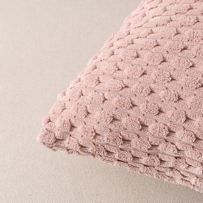 Fancy Homi 2 Packs Blush Pink Decorative Throw Pillow Covers 16x16 Inch for Couch Bed Sofa, Modern Farmhouse Boho Home Decor, Soft Cute Plush Corduroy Cushion Case 40x40 cm